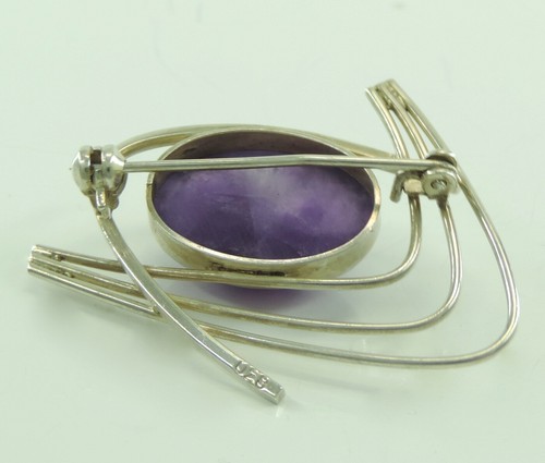 Vintage Brosche 830er Silber mit Amethyst - Bild 2 von 2