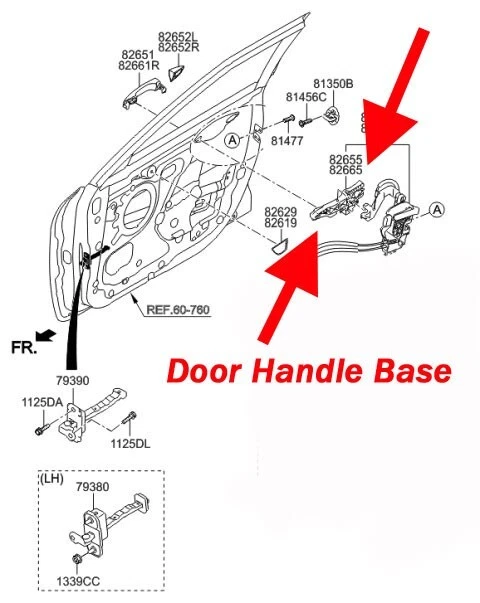 Base de manija de puerta delantera izquierda para Hyundai Veloster 2012 2013 2014 2015 2016 2017 Foto 2 de 2