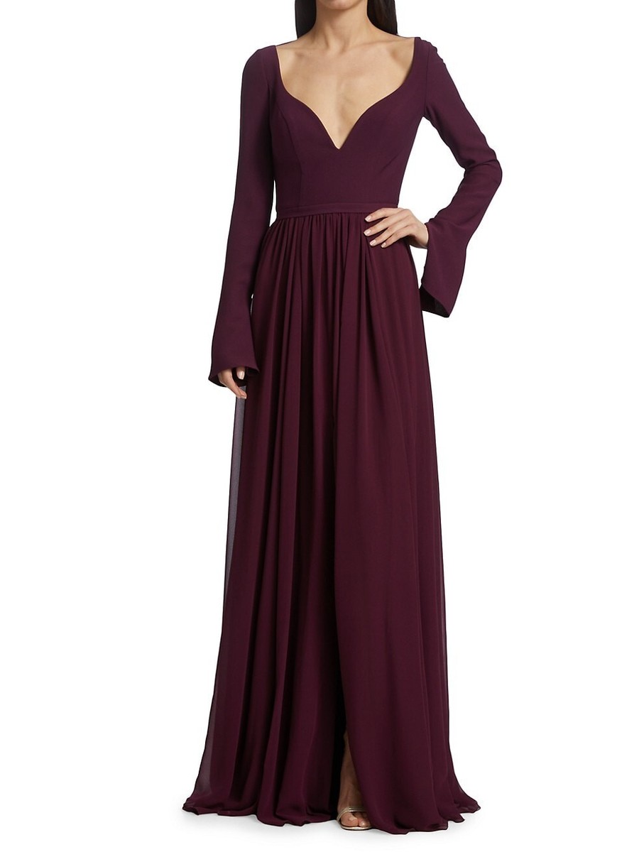 vera wang burgundy dress NWT 495$ Vera Wang Bride burgundy Leonie V Neck Gown 8