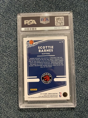 2021 Donruss The Rookies Green Ice #4 Scottie Barnes SSP RC PSA 10 Fanatics ROY - Picture 2 of 2