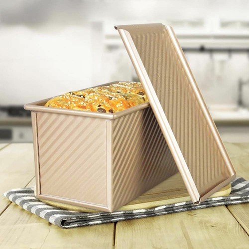 Pullman Loaf Pan Non-Stick Bakeware Bread Toast Mold Aluminum Alloy Corrugated· - Picture 3 of 8