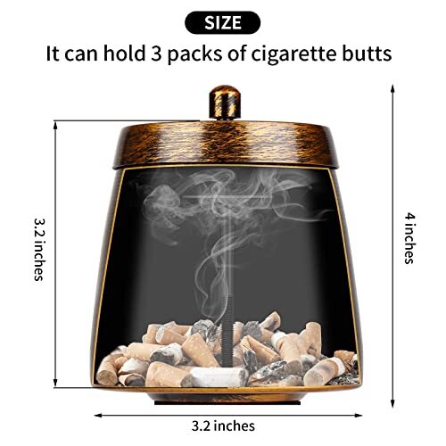 Cenicero grande a prueba de viento de acero inoxidable con tapa para cigarrillos patio exterior - Imagen 6 de 6