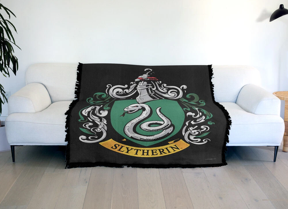 Harry Potter Blanket, 50"x60" Slytherin Crest Woven Blend Throw