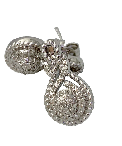 Sterling Silver Diamond Teardrop Stud Earrings Lot #11 - Picture 2 of 11