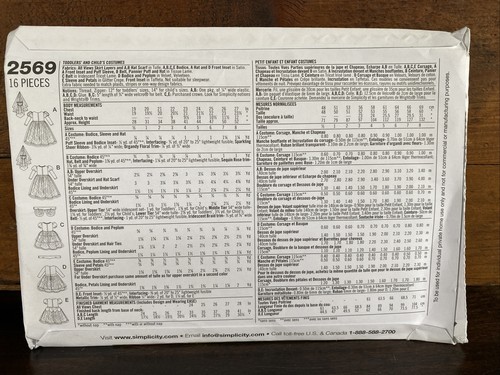 Simplicity Halloween Costume Dress Princess Witch 2569 Sz 1/2 1 2 3 AA NEW - Picture 2 of 3