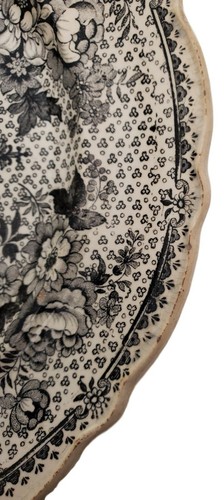 Staffordshire Black Transferware Historical Erie Canal at Buffalo Plate c.1830 - Picture 3 of 7