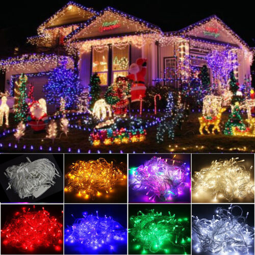 Fairy string lights led plug in wire curtain party rgb multi colored flexible eu