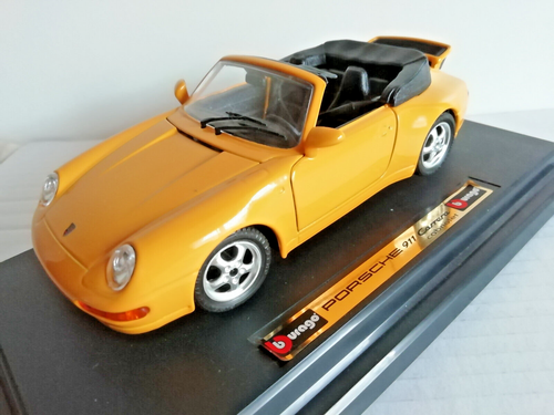 Bburago 1:24 Porsche 911 Carrera Cabriolet 1993 Yellow Original Box Bijoux Collection 15909 - Picture 4 of 15