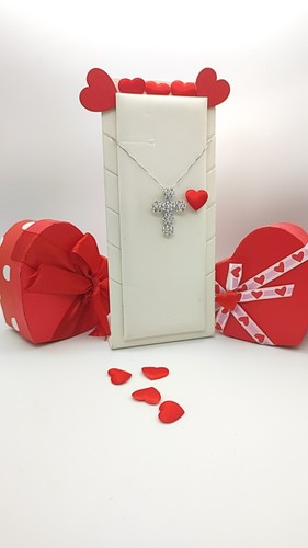 collana donna argento 925 con croce. pendente con zirconi bianchi oro bianco. - Foto 6 di 10