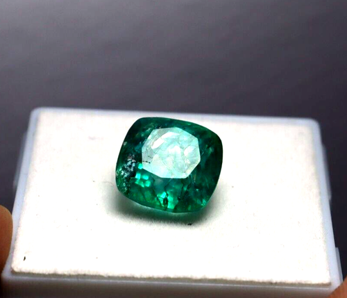 Natural Colombian Loose Emerald 9Ct Cushion Cut Certified Gemstone Emerald Ring - Picture 2 of 9