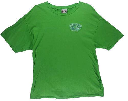 Ron Jon Surf Shop T-Shirt XL Neon Green Cocoa Beach FL Surf Tee Rare Graphic - Picture 2 of 9