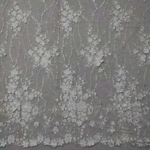 Lace Applique Fabric 3D Flower Embroidered On Mesh Fabric By Yard - Picture 3 of 6