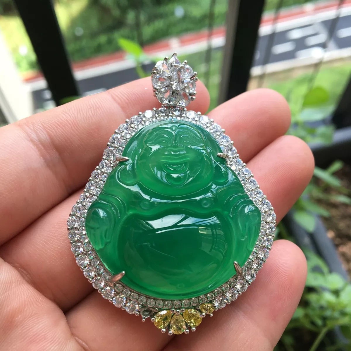 Buddha pendant green deals