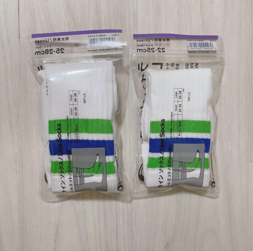Family Mart Color White Line Socks 25-28cm Convenience Wear Set of 2 Japan new - Picture 2 of 6