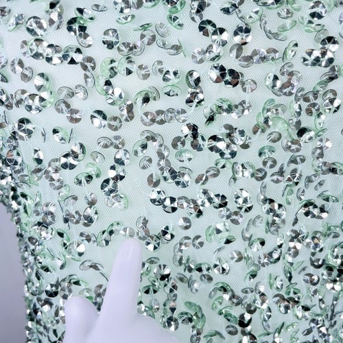 NWT ASOS Womens Mint Celeste Blue Sequin Short Sleeve Blouse Top US 4 - Picture 16 of 18