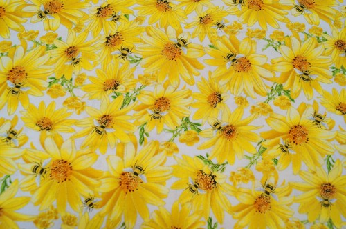 Patchworkstoff Bernatex  50x110cm 100% Baumwolle Buzzworty Floral CM 9974 m gold - Picture 3 of 5