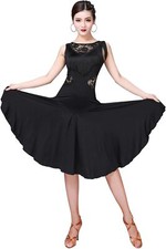 Z X Ballroom Dance Dresses for Women Fringed Lace Back Salsa X-Large, Black