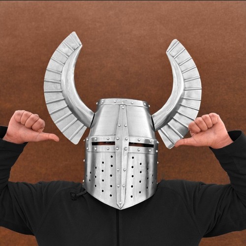 Mittelalter Ritter German Flügel gehörnter Krieger Cosplay LARP Helm - Bild 6 von 7