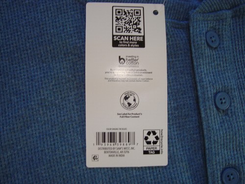 MEMBER'S MARK MEN'S THERMAL HENLEY TEE WAFFLE KNIT SHIRT SIZE XXL 2XL BNWT! - Picture 6 of 11