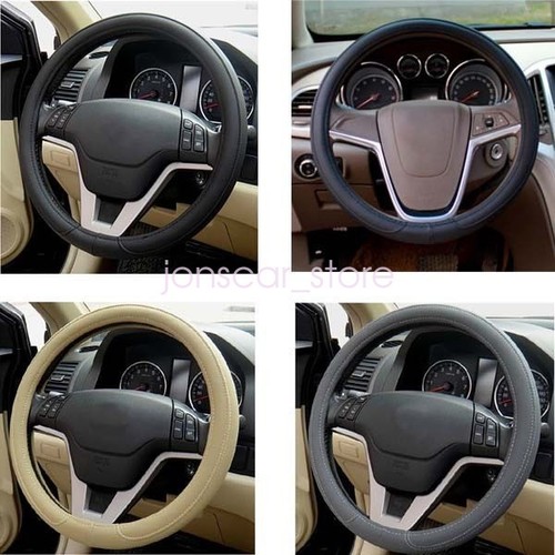 38CM/15" Streamlined Comfy PU Leather Car Steering Wheel Cover Protector Black - Imagen 2 de 4