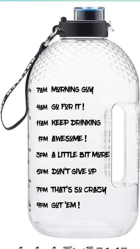 1 Gallon Large Sports Water Bottle Exercise Gym Camp Hydration with Time Marker! - 第 2/8 張圖片