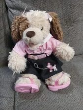 VTG RARE  BUILD A BEAR PUPPY DOG DOLL PLUSH 16" Poodle Skirt Sandals Belt Box