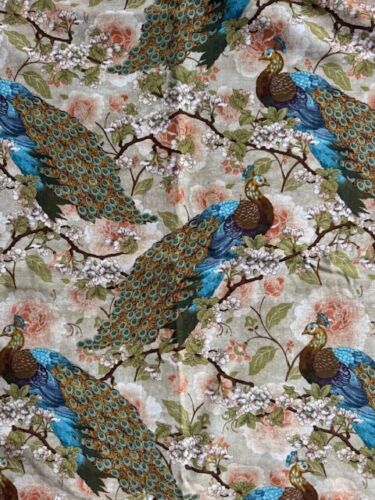 94" x 43" Springs Creative CP53589 Indian Peacock Floral Suzanne Nicoll Fabric