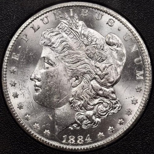1884-CC GSA Hard pack Morgan Dollar RARE Mint Error, NGC MS62, Struck Through - Picture 3 of 7
