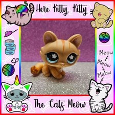 Littlest Pet Shop LPS Authentic 649 Crouching Kitten Cat Orange tiger stripes