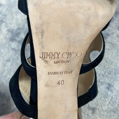 Jimmy Choo Black Suede Gold Toysen d’Orsay Leather Pumps Booties Sz 40 - Picture 11 of 14
