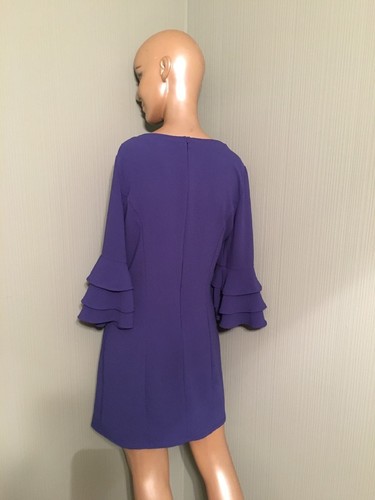 DRESS, BY A'GACI, PURPLE, SIZE M, 3/4 SLEEVE,ABOVE KNEE, MINI, JUNIORS, POLYESTE - Picture 2 of 3