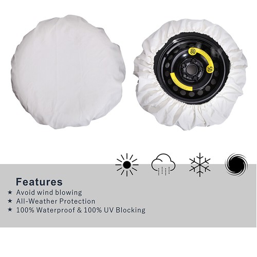 16" WHITE SPARE WHEEL TIRE COVER HEAVY VINYL EASY INSTALL PROTECTOER 29" 30" 31" - Picture 4 of 12