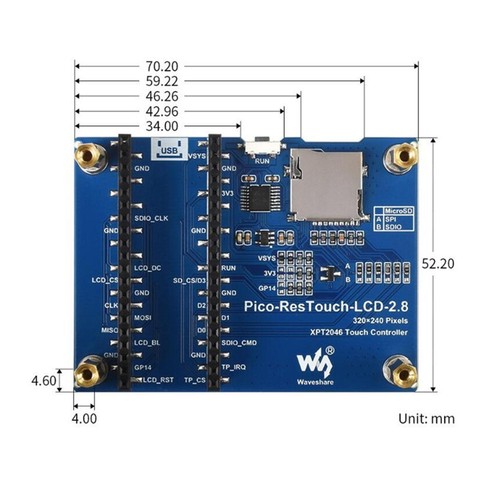 2.8in Resistive Touch IPS LCD Display Screen Panel 320×240 for Raspberry Pi Pico - Photo 5/10