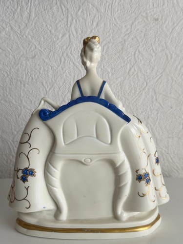 Schaubach Kunst Fraureuth Porzellan Figur sitzende Dame mit Hund Jugendstil - Bild 13 von 18