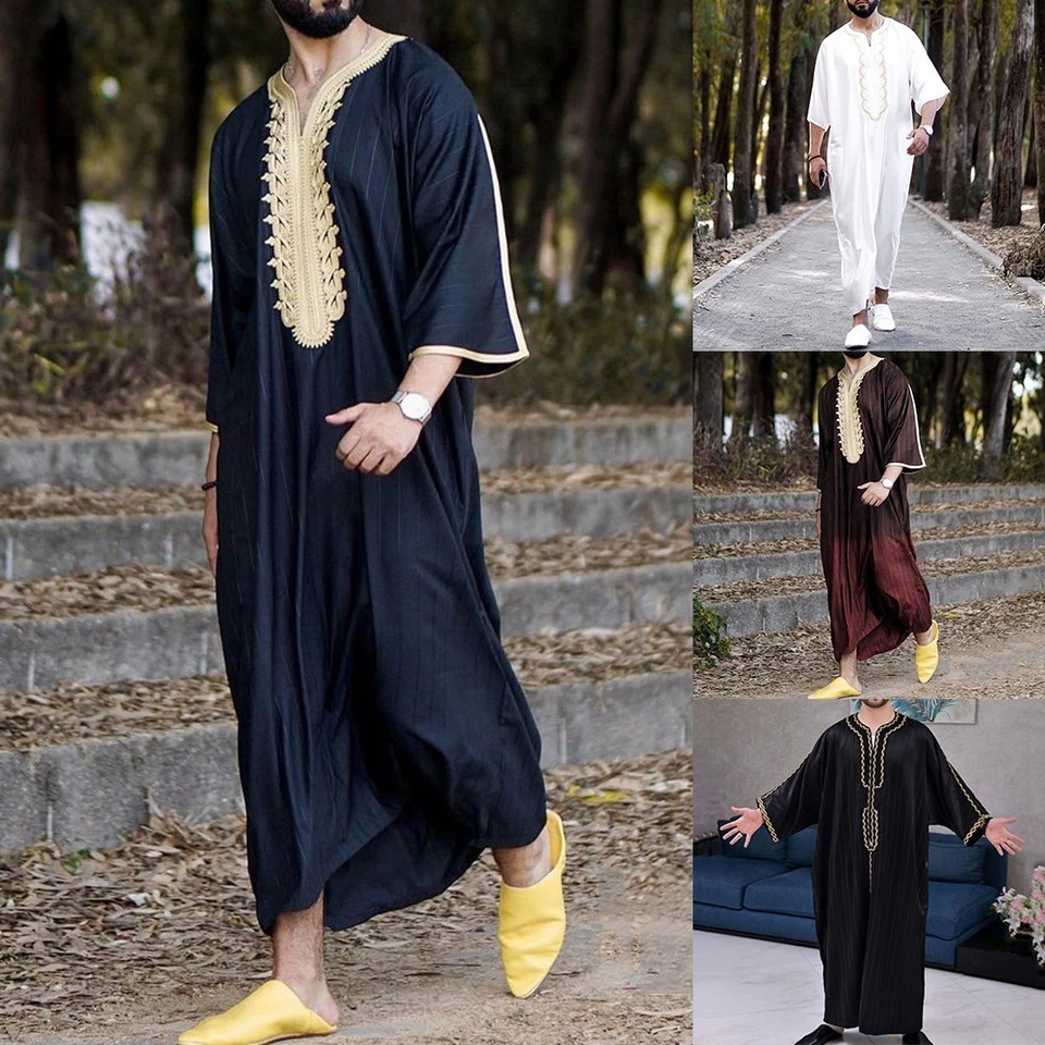Tiras de hombre Jubba caftán, vajilla, Thobe, saudí, árabe, ropa musulmana - Imagen 2 de 4