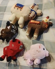 Minecraft Plush x5 Egyptian + Brown Llama  Cow Pig Mooshroom Mojang plush