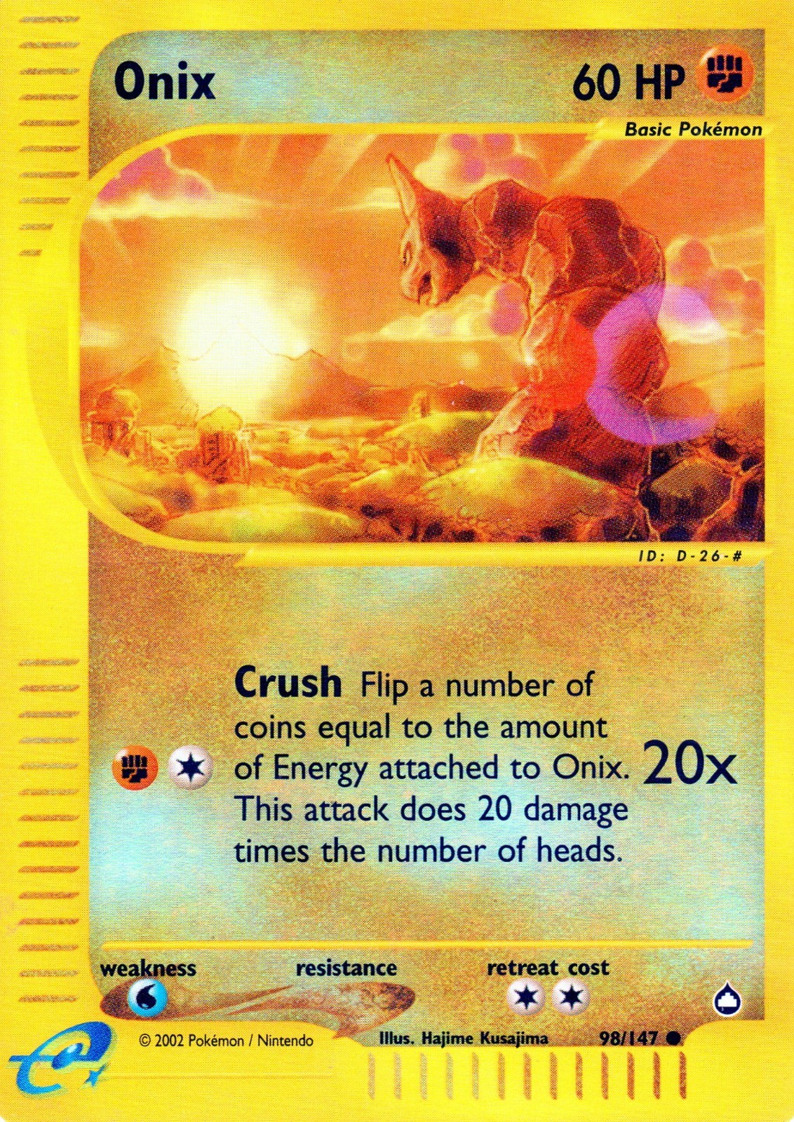 Aquapolis Pokémon TCG Onix Reverse Holo! #98/147. NM or Better!