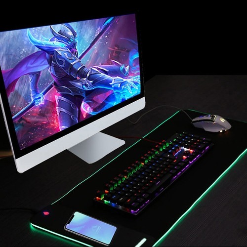 Large For RGB Gaming Mouse Pad with Non Slip Base and Wireless Charging - Photo 8/11