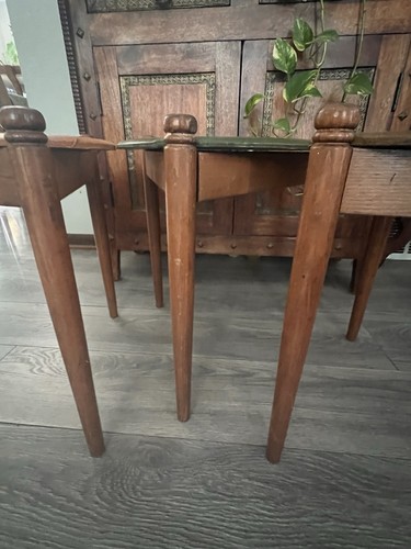 Vintage Set of 3 Lu Van Inc Guitar Pick Nesting Tables Reversible Tops Padded - Picture 4 of 8