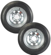 2-Pk Equipment Trailer Tire On Rim 5.30-12 530-12 5.30X12 Galvanized 5 Lug Wheel