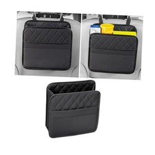 Car Seat Back Organizer, PU Leather Vehicle Backseat Hanging Storage Black