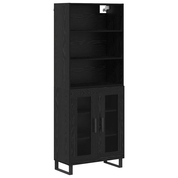 Highboard 2-Teilig Schwarz Eichen-Optik Modern Holzwerkstoff-image