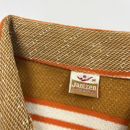 Vintage 70s Jantzen Made USA Polo Shirt Orange Brown Tennis Leisure Size Medium - Picture 3 of 7