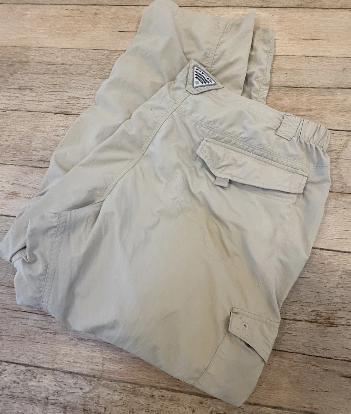 Columbia Silver Ridge Convertible Pants Mens 40x30 Beige Cargo Hiking Nylon Omni