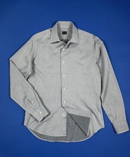 Paolo verri camicia uomo usato shirt M 40 15 3/4 manica lunga slim grigio T7544