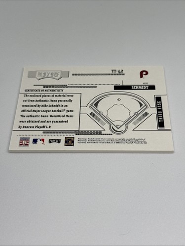 2006 Playoff Tools of Trade Dual Relic Mike Schmidt #TT-42 Phillies 13/50 - Picture 2 of 19