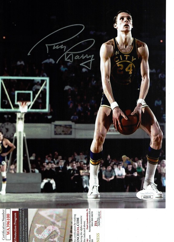 Golden State  & HOF'er Rick Barry autographed 8x10 foul shot photo JSA Certified