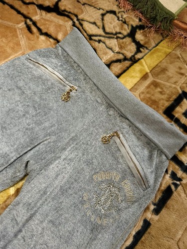 Vintage 2000s Rare Grey Roberto Cavalli velour velvet Flared Trousers / Joggers - Picture 4 of 11