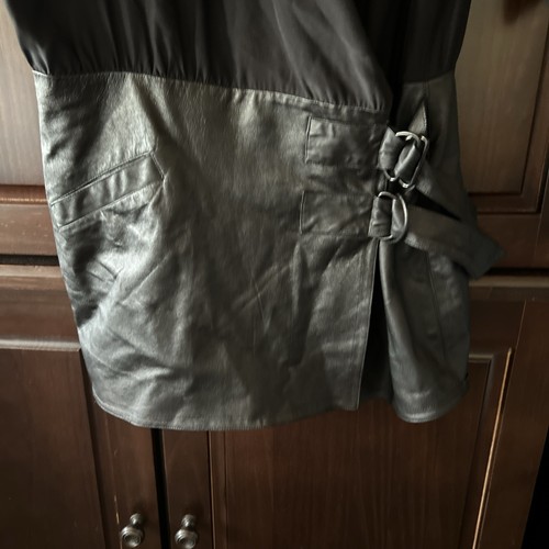 Parker Leder Seide Hemd Minikleid Schwarz S - Bild 2 von 11