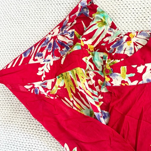 Nanette Lepore Swim Red Vintage Hawaiian Print Full Wrap Coverup Beach Dress S - Picture 3 of 8
